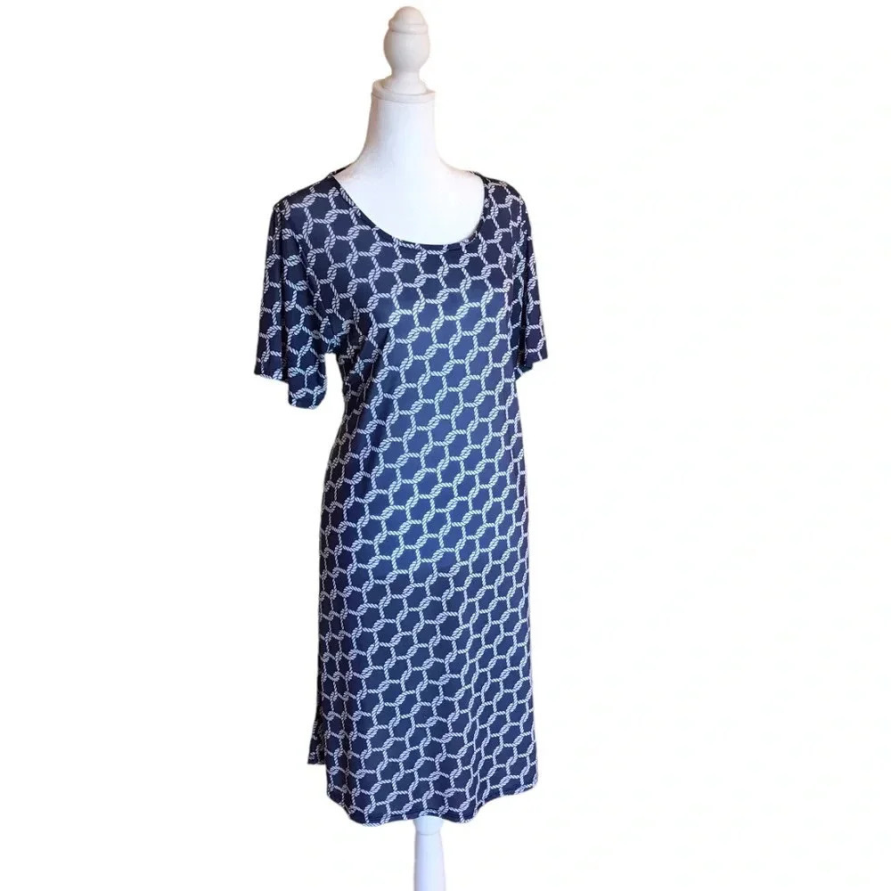 Chic Dress Beautiful Blue & White Size Large - Picture 4 of 9